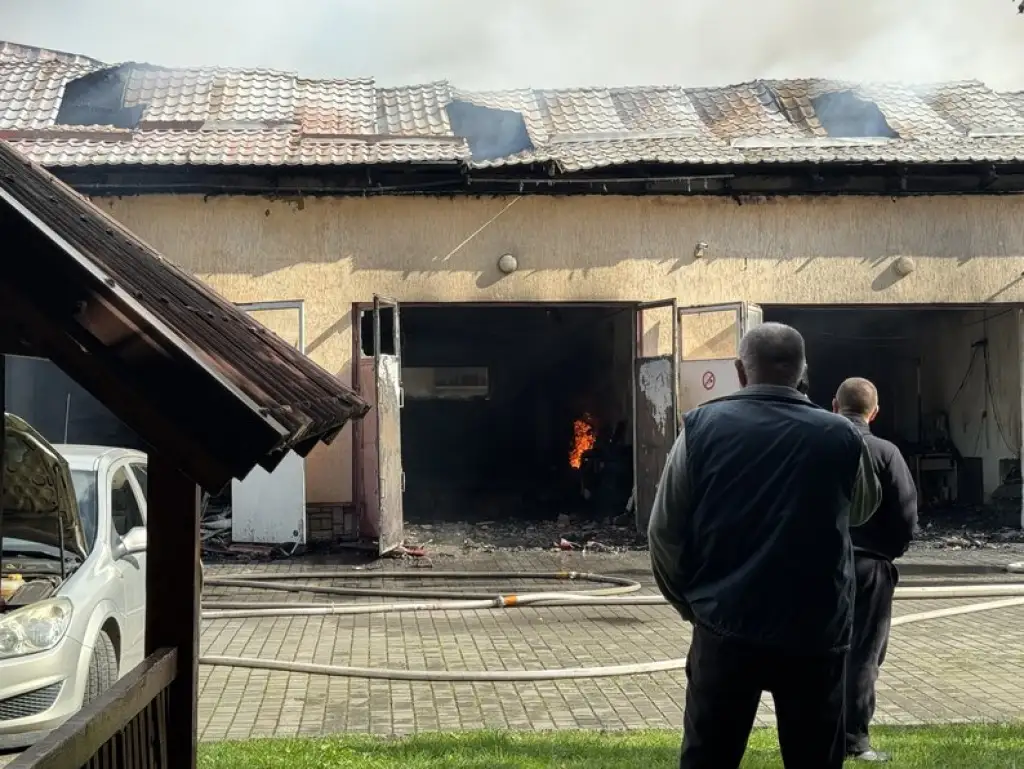 В Ужгороді загасили масштабну пожежу на СТО біля автозаправки