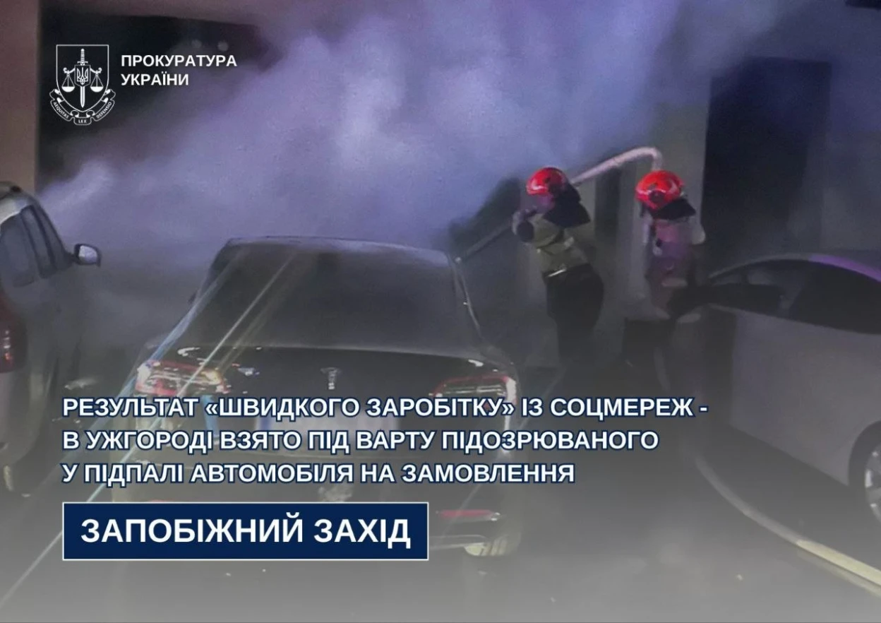 В Ужгороді арештували 18-річного хлопця, який підпалив Tesla на замовлення