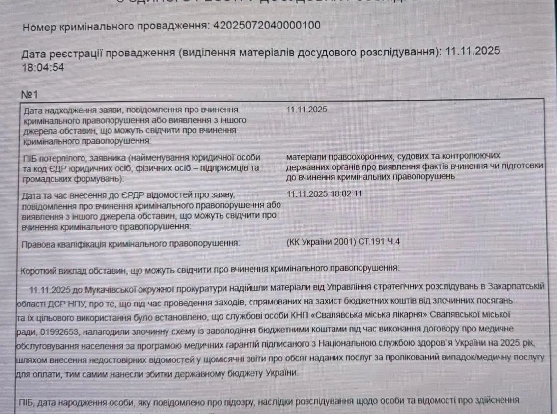 Свалявська лікарня під слідством: підозри в схемах, фіктивних пацієнтах та «родинному підряді»