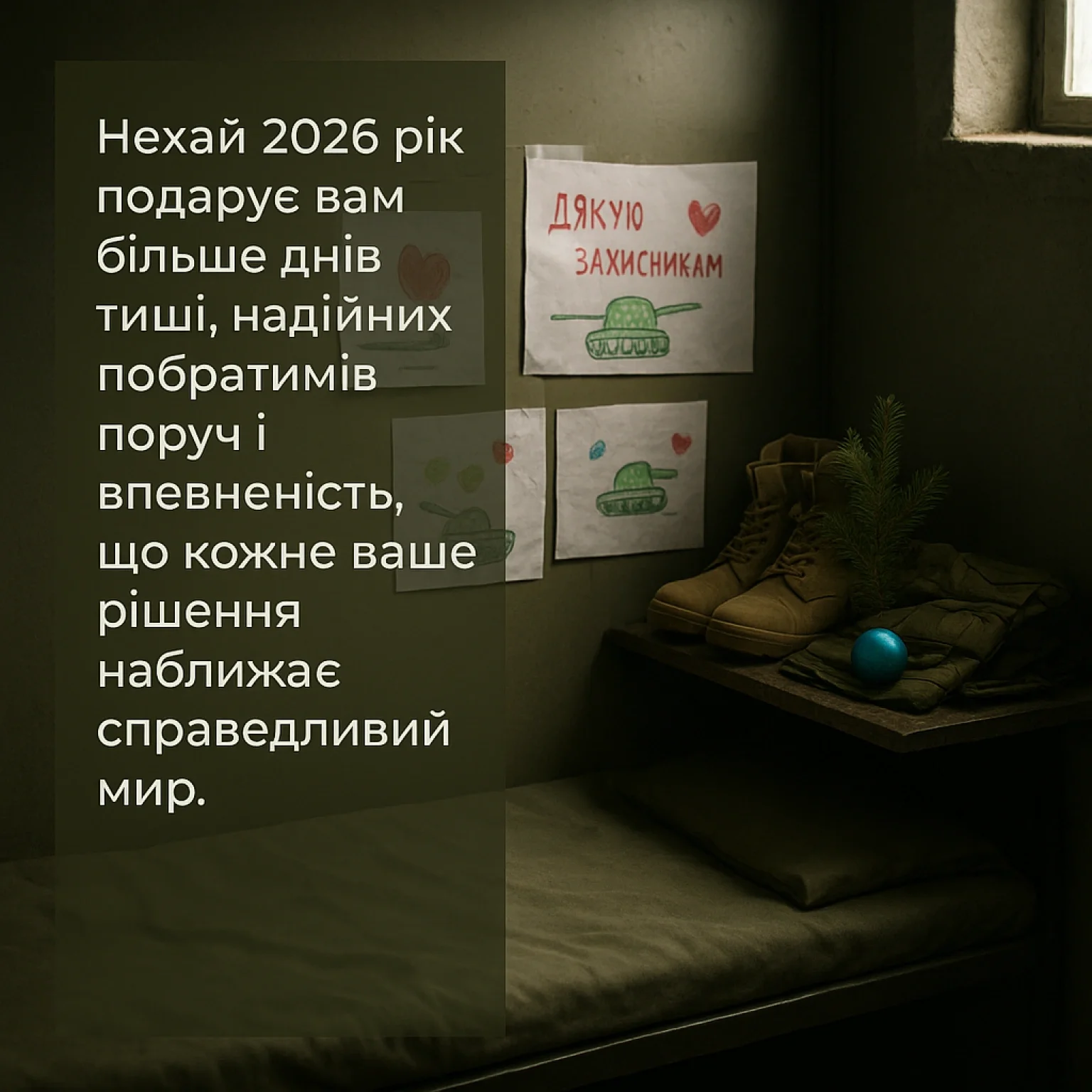 Привітання з Новим роком 2026 для військових