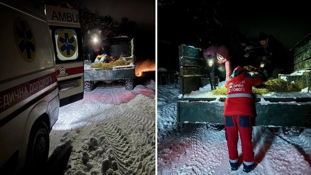 Вантажівка, заметіль і ноги: на Закарпатті медики рятували 79-річного чоловіка з опіками