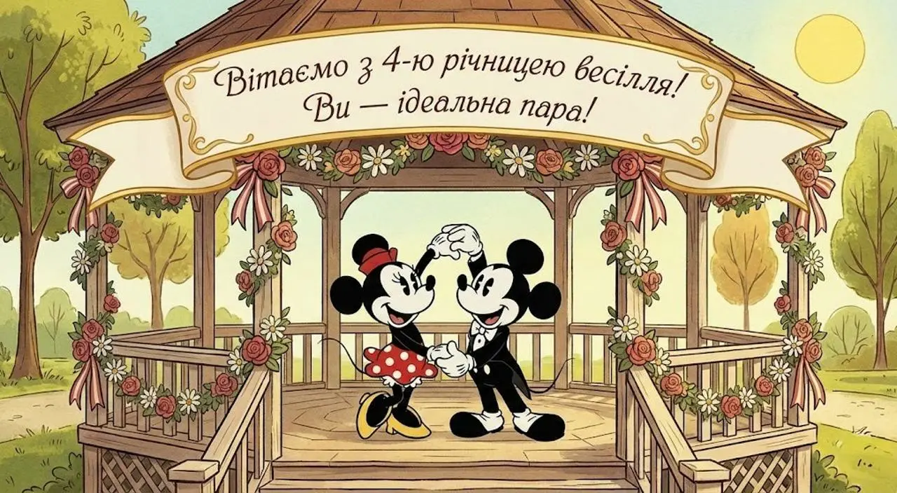 Гарні привітання на 4 роки весілля у картинках