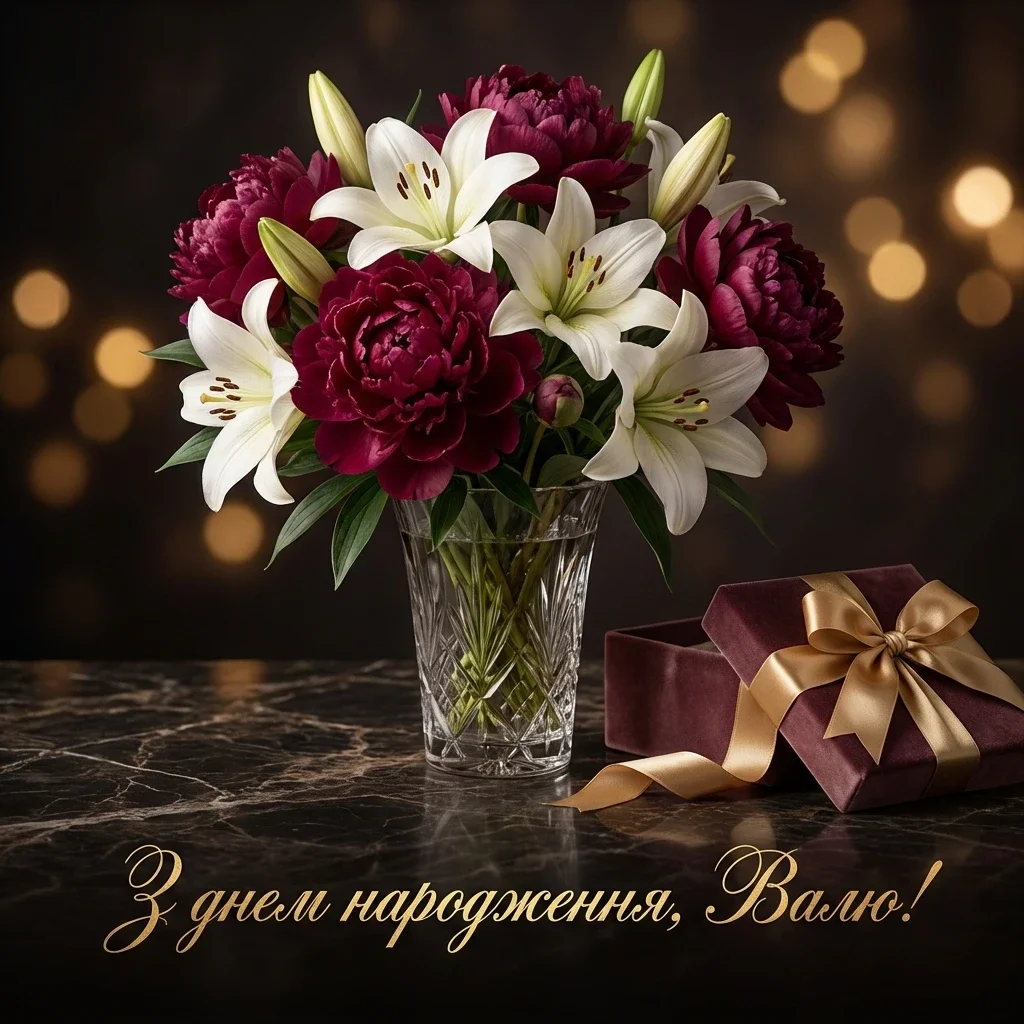 з днем народження Валя на українській мові (жінці)