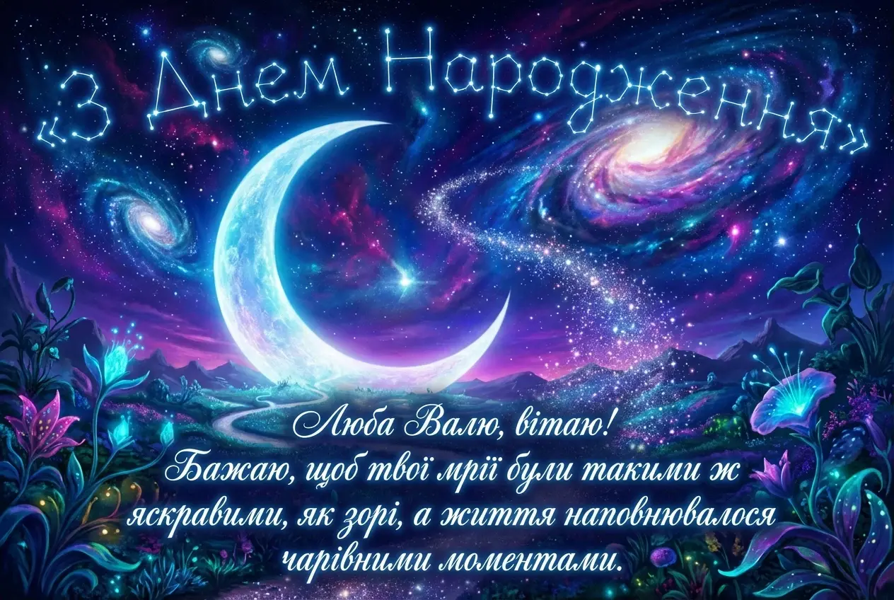 з днем народження Валя на українській мові (жінці)