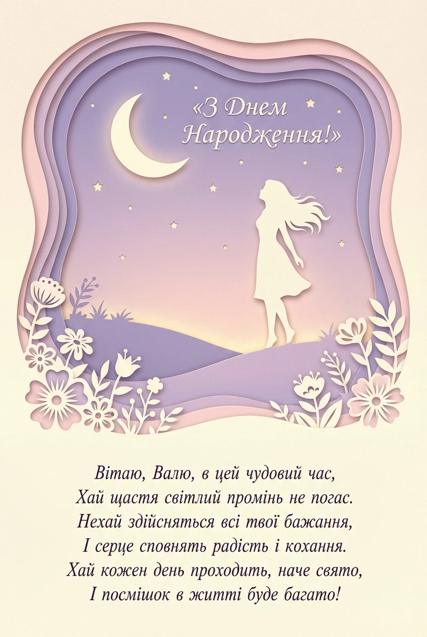 з днем народження Валя на українській мові (жінці)