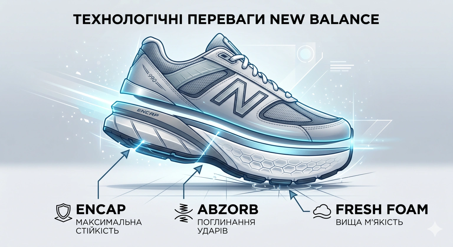 Ключові технологічні переваги кросівок Нью Беланс