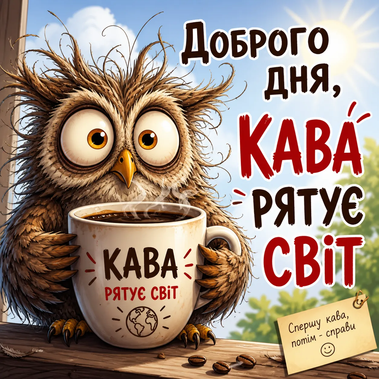 Красиві листівки з доброго ранку та кавою для натхненного початку дня