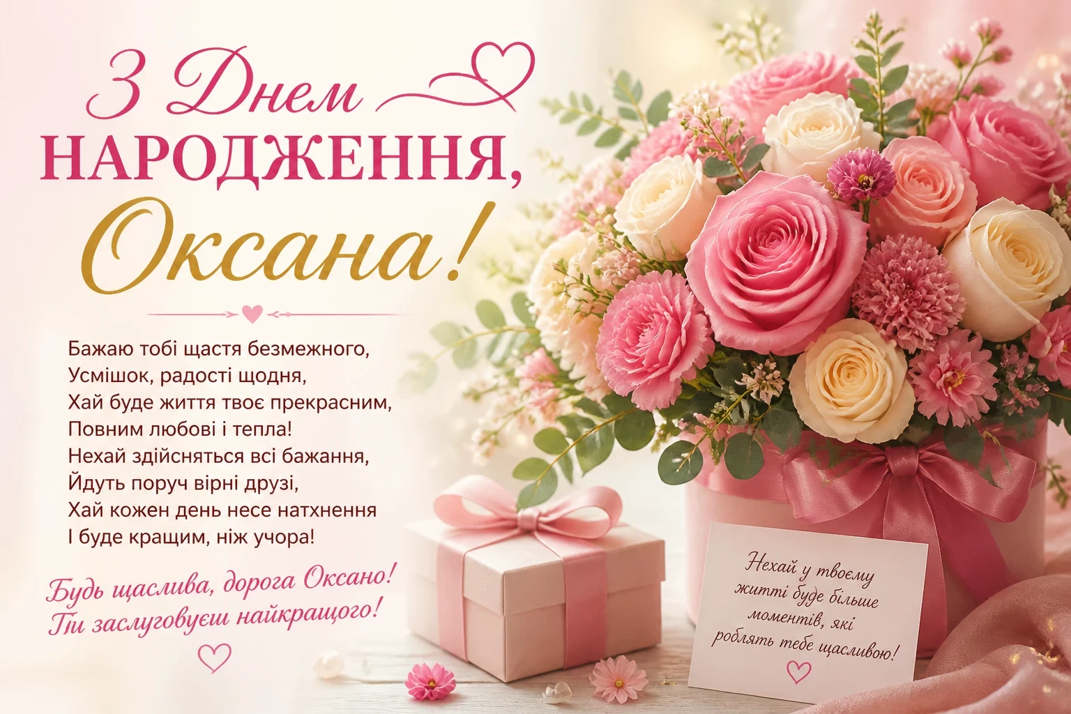 Привітання з днем народження для Оксани