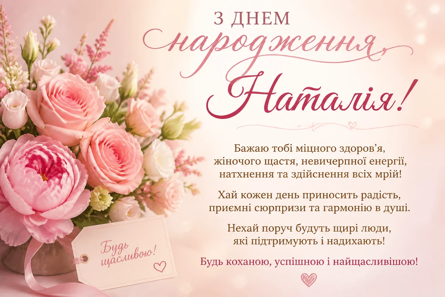 Привітання з днем народження для Наталії