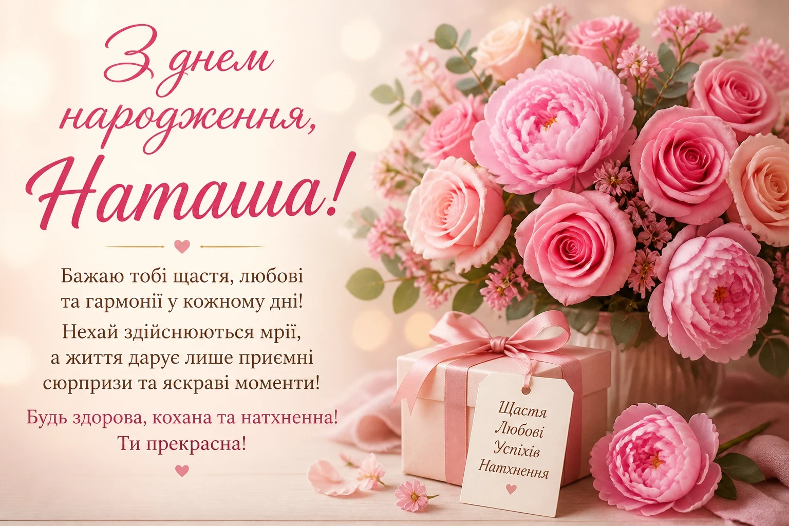 Привітання з днем народження для Наташі