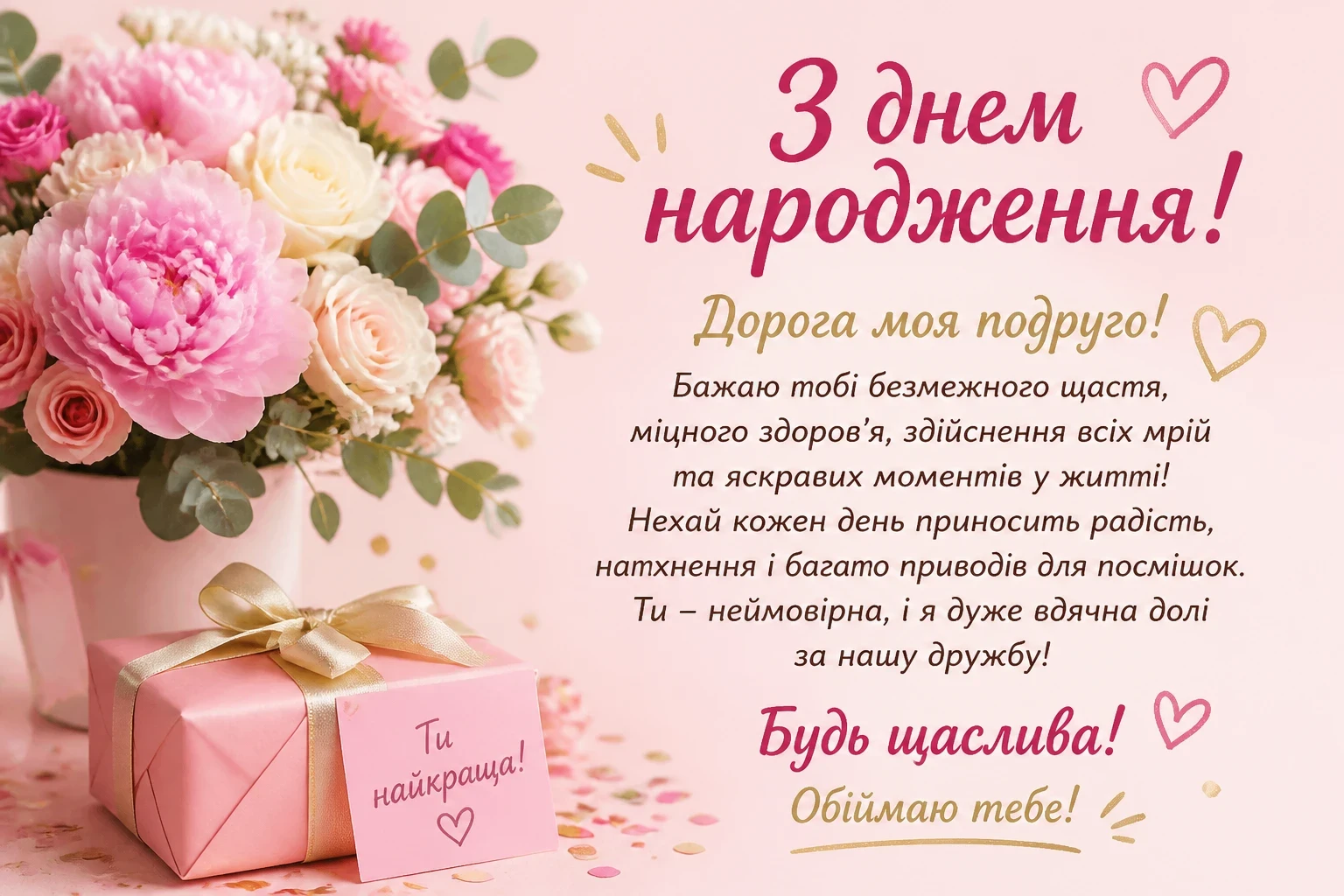 Позитивні привітання з днем народження для подруги