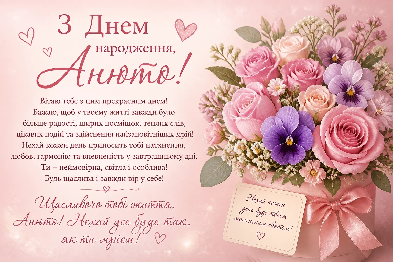 Привітання з днем народження для Анюти