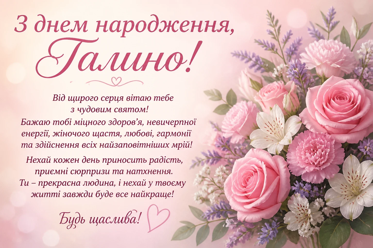 Привітання з днем народження для Галини