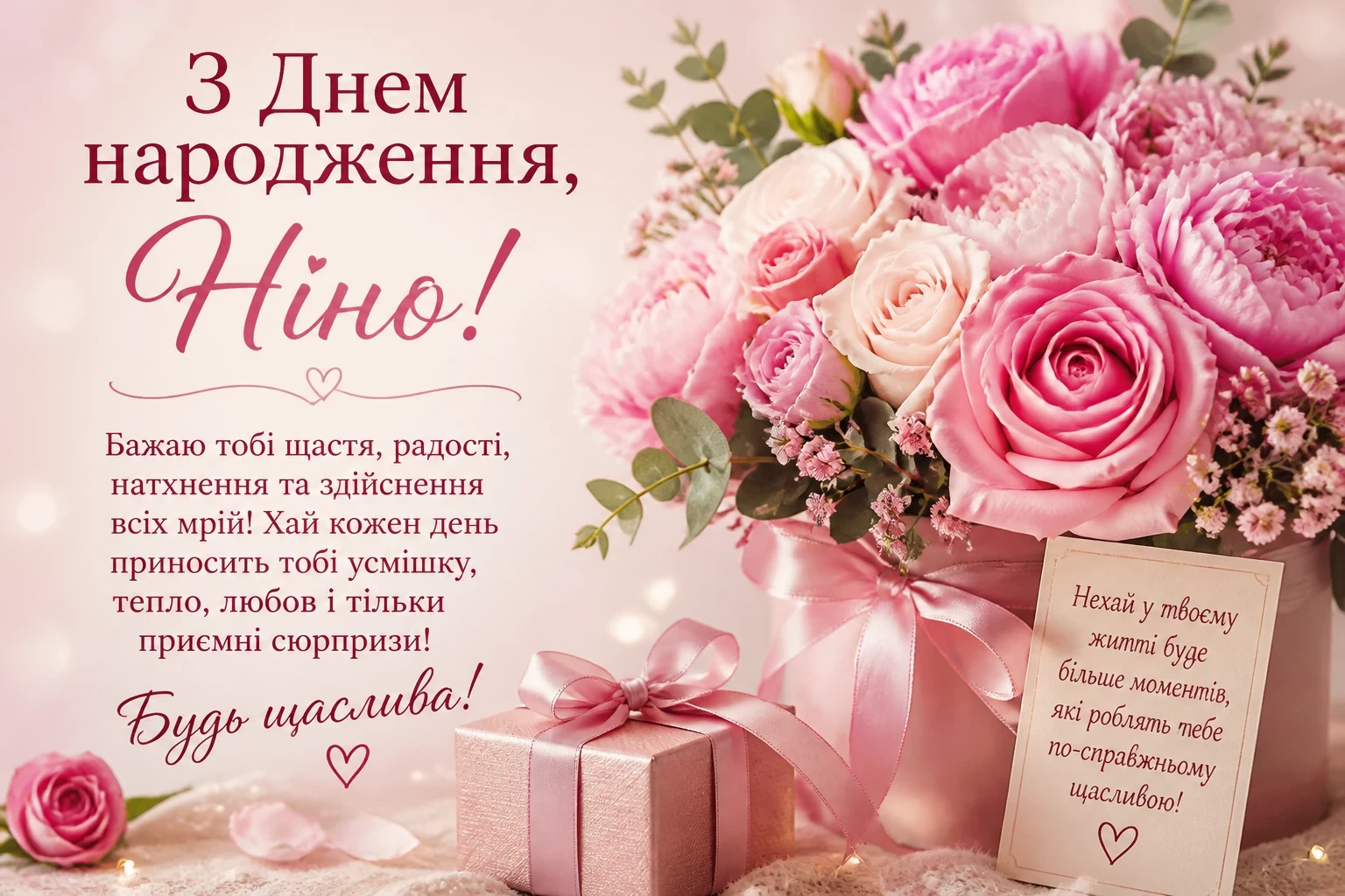 Привітання з днем народження для Ніни